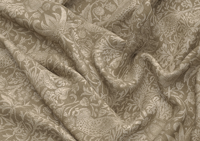 William Morris At Home Strawberry Thief, Woven Walnut - Roman Blind - Image 4